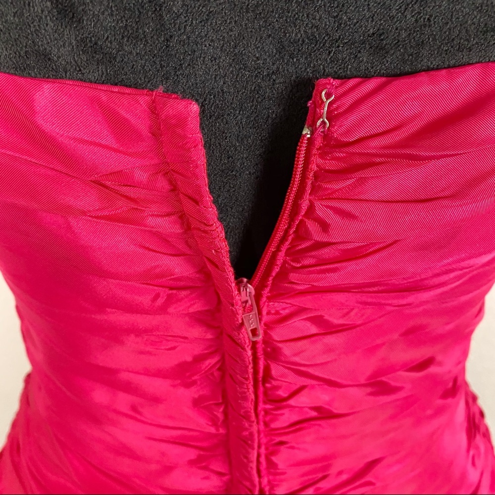 Vintage TADASHI fuschia taffeta strapless dress - Picture 9 of 13